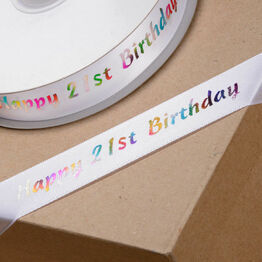 Ribbon Happy Birthday 21st 20mm