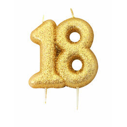 Numeral Moulded Pick Party Candles Gold 18