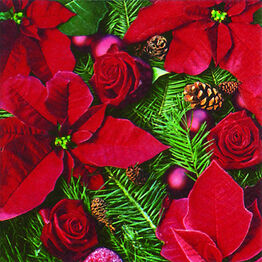 Christmas Napkins Poinsettia Pine Cone pack of 20