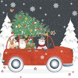 Christmas Napkins Red Car pack of 20