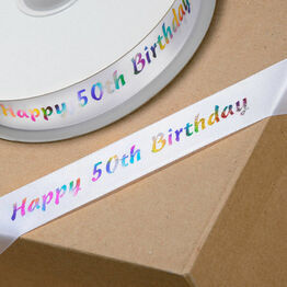 Ribbon Happy Birthday 50th 20mm