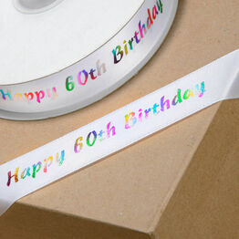 Ribbon Happy Birthday 60th 20mm