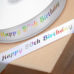 Ribbon Happy Birthday 80th 20mm