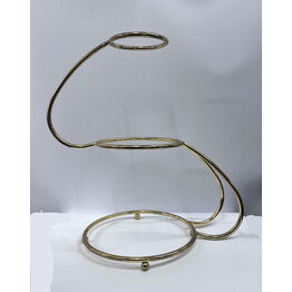 Cake Stand - S Shape Gold Finish 3 Tier Ex Hire