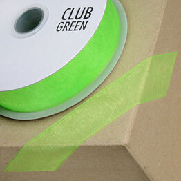 Club Green Ribbon Organza Woven Edge 38mm CGCW38