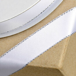 Club Green Satin / Lurex Ribbon 15mm White/Silver