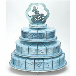 Card Cake 3-Tier Stand with 48 Heart Box Blue