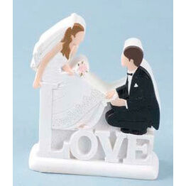 White Resin Bride & Groom Sitting Love