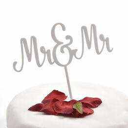 White Acrylic Cake Topper Mr & Mr