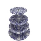 Flat-Packable 4 Tier Blue Floral Round Cupake Display Stand additional 1