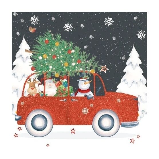 Christmas Napkins Red Car pack of 20