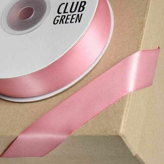 Club Green Satin Ribbon Rose Pink
