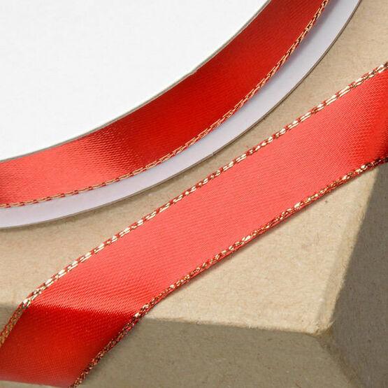 Club Green Satin / Lurex Ribbon 15mm Red/Gold