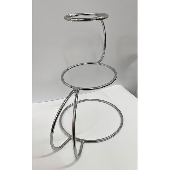 Cake Stand - S Shape Silver Finish 3 Tier Ex Hire (B)