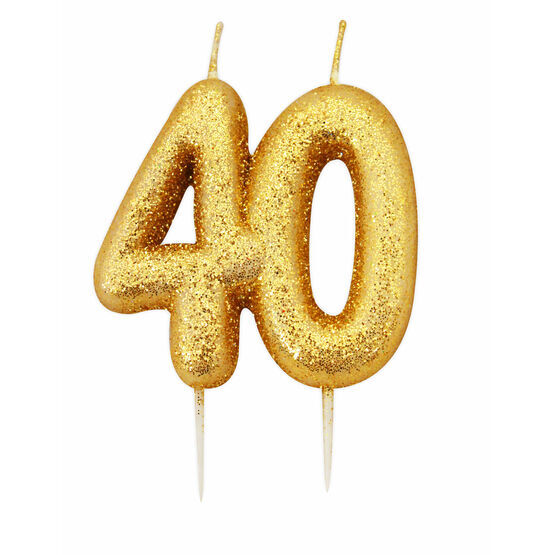 Numeral Moulded Pick Party Candles Gold 40