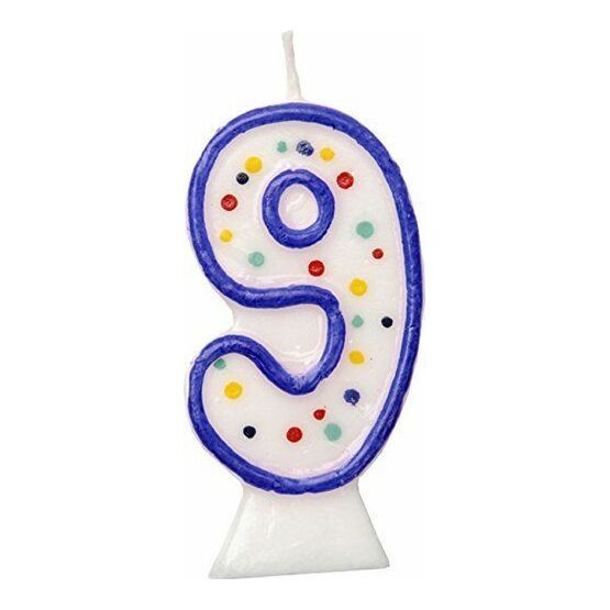 Blue Birthday Cake Candle - Number 9