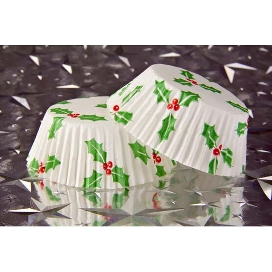 Christmas Holly & Berry Muffin Cases pack of 100