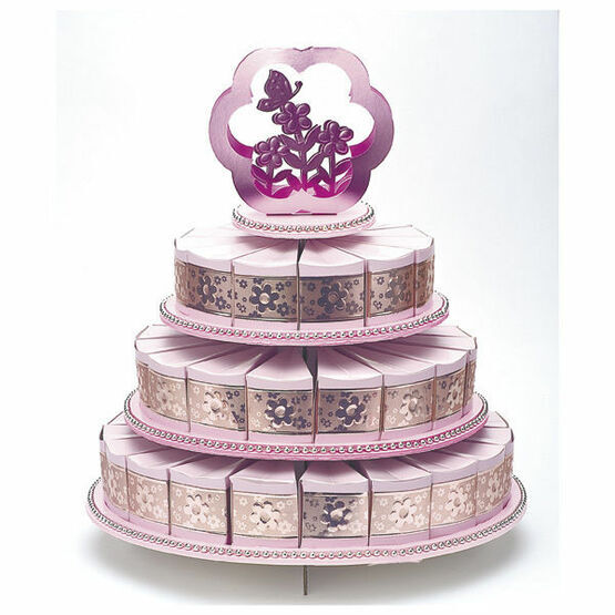 Card Cake 3-Tier Stand with 48 Heart Box Pink